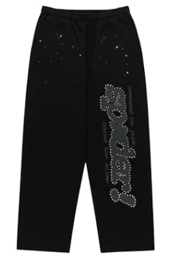 Sp5der Rhinestone Punk V2 Sweatpants Black