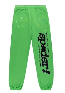 Sp5der Rhinestone Punk V2 Sweatpants Bright Green