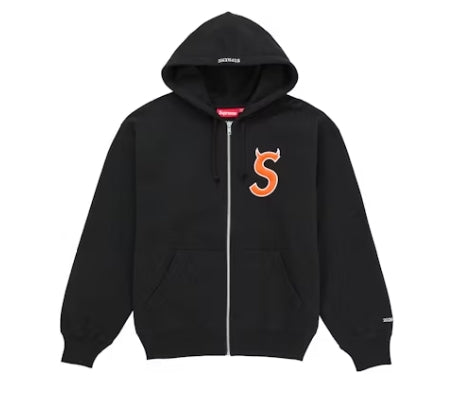 Supreme Devil S Logo Zip Up Hooded Sweatshirt Black