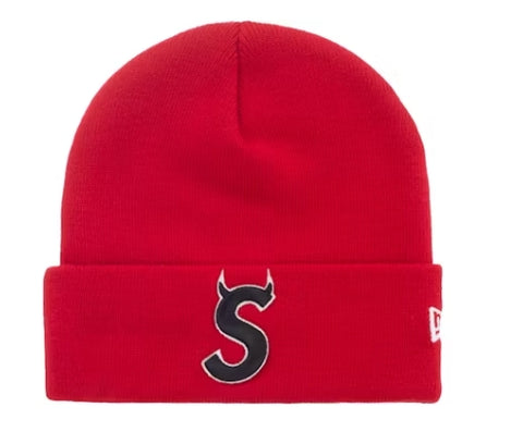 Supreme New Era Devil S Logo Beanie Red