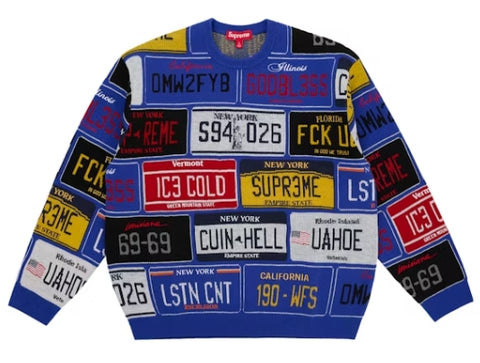 Supreme License Plate Sweater Royal