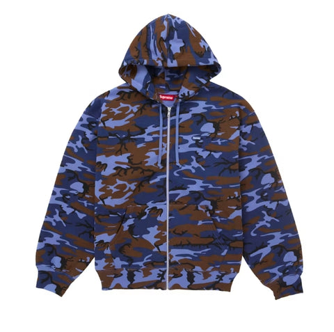 Supreme Small Box Logo Zip Up Hooded Sweatshirt SS25 Blue Camo Pre-Owned