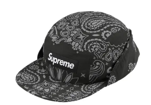 Supreme Reflective Bandana Sunshield Camp Cap Black