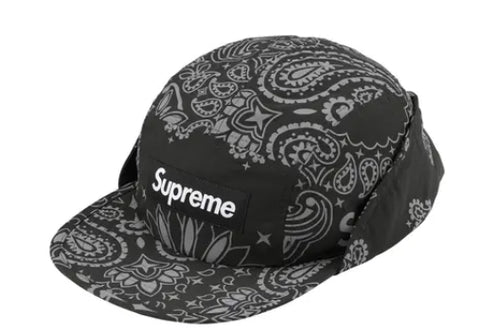 Supreme Reflective Bandana Sunshield Camp Cap Black