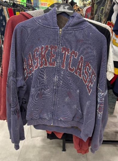 Basketcase Bulldog Zip Up Hoodie Navy