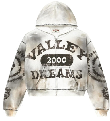 VALE FOREVER SPIRAL ZIP UP HOODIE ASH GREY