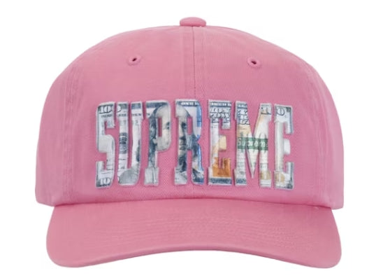 Supreme Embroidered Money Logo 6-Panel Hat Pink
