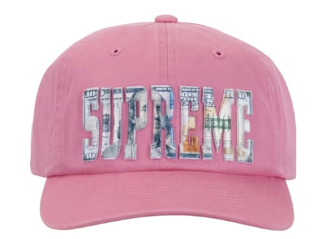 Supreme Embroidered Money Logo 6-Panel Hat Pink