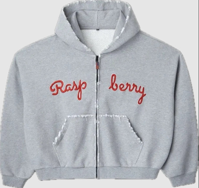 GV Gallery Raspberry Script Zip Up Hoodie Grey