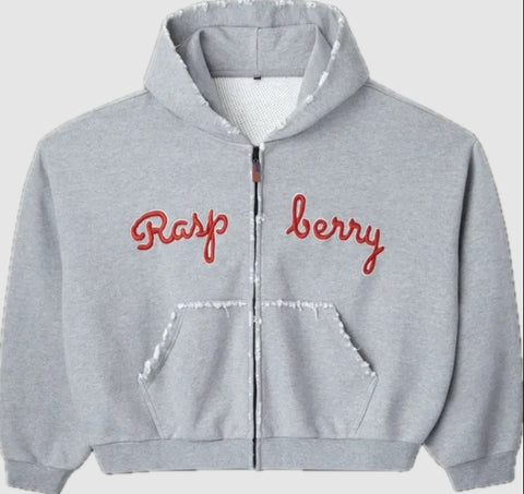 GV Gallery Raspberry Script Zip Up Hoodie Grey