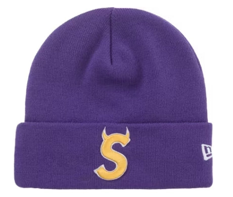 Supreme New Era Devil S Logo Beanie Purple