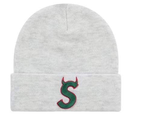Supreme New Era Devil S Logo Beanie Ash Grey