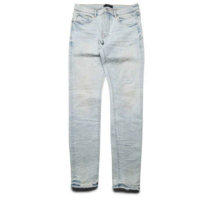 Purple Brand Low Rise Skinny Leg Fade Distressed Jeans Light Indigo
