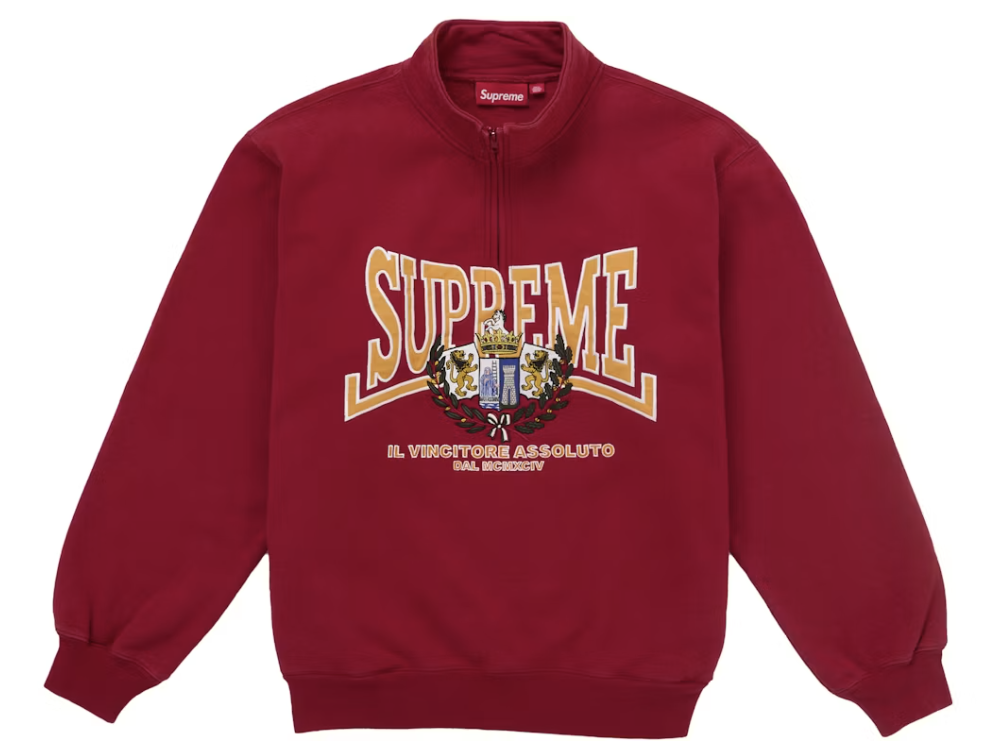 Supreme Crest Applique Half Zip Pullover Red Pre-Owned