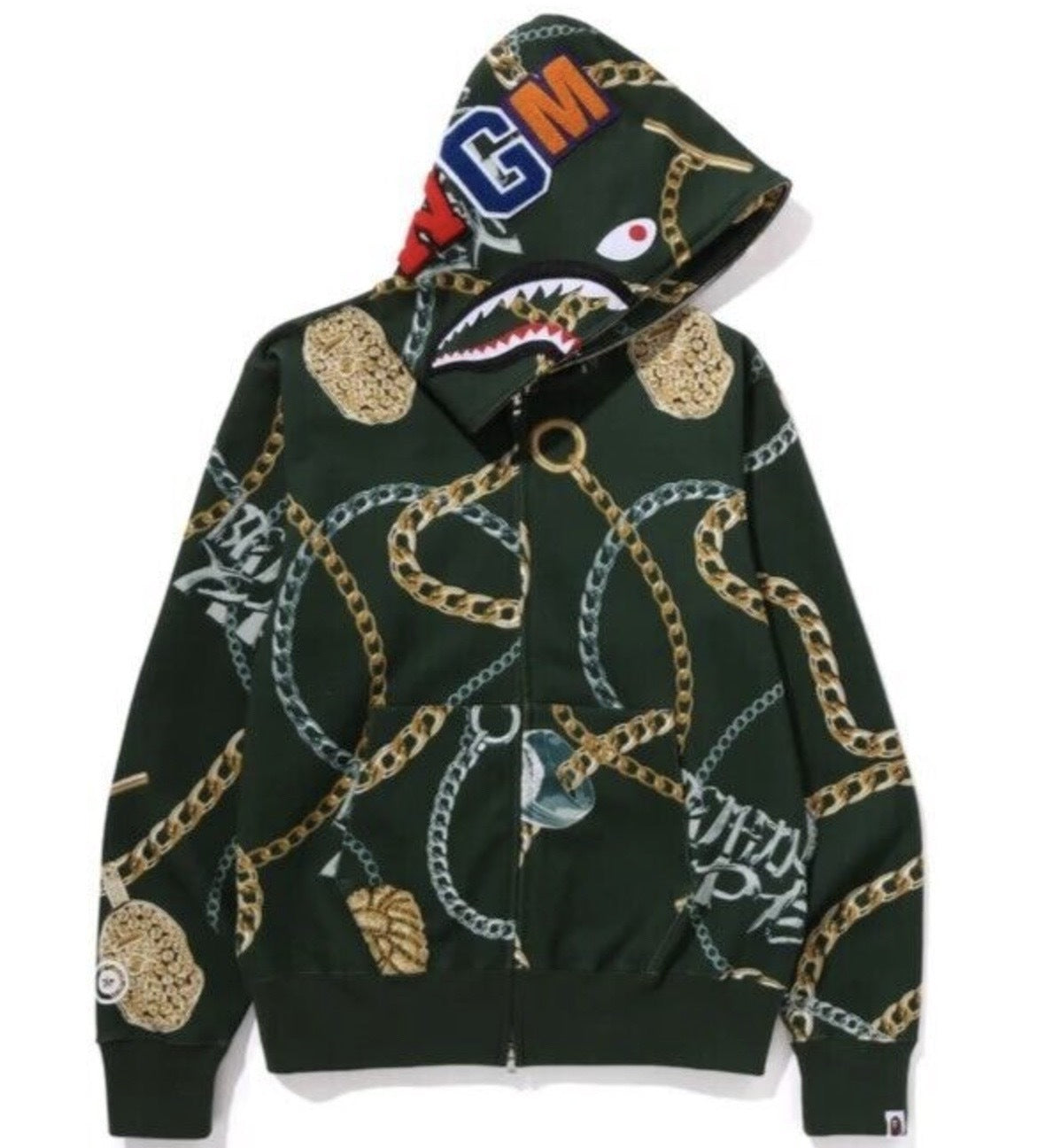 BAPE Jewels Shark Full Zip Green Hoodie