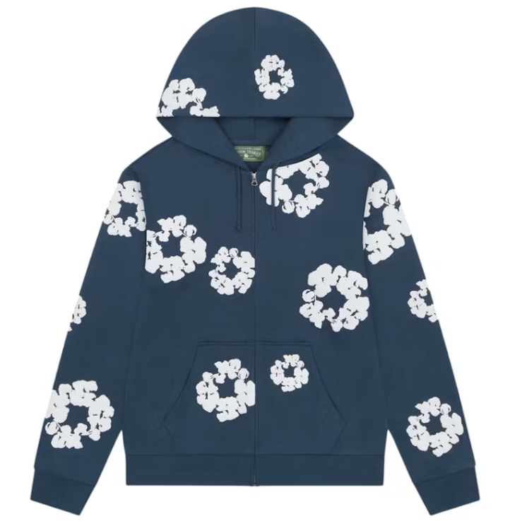 Denim Tears Cotton Wreath Zip Hoodie Navy