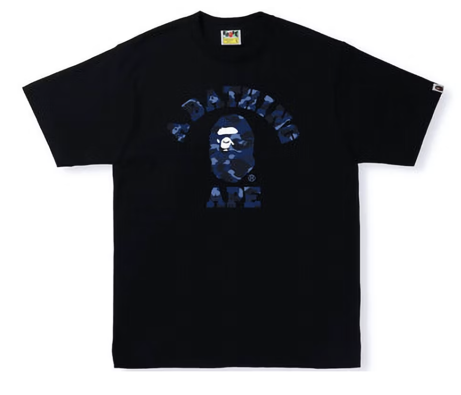 BAPE Navy Camo College Black Tee