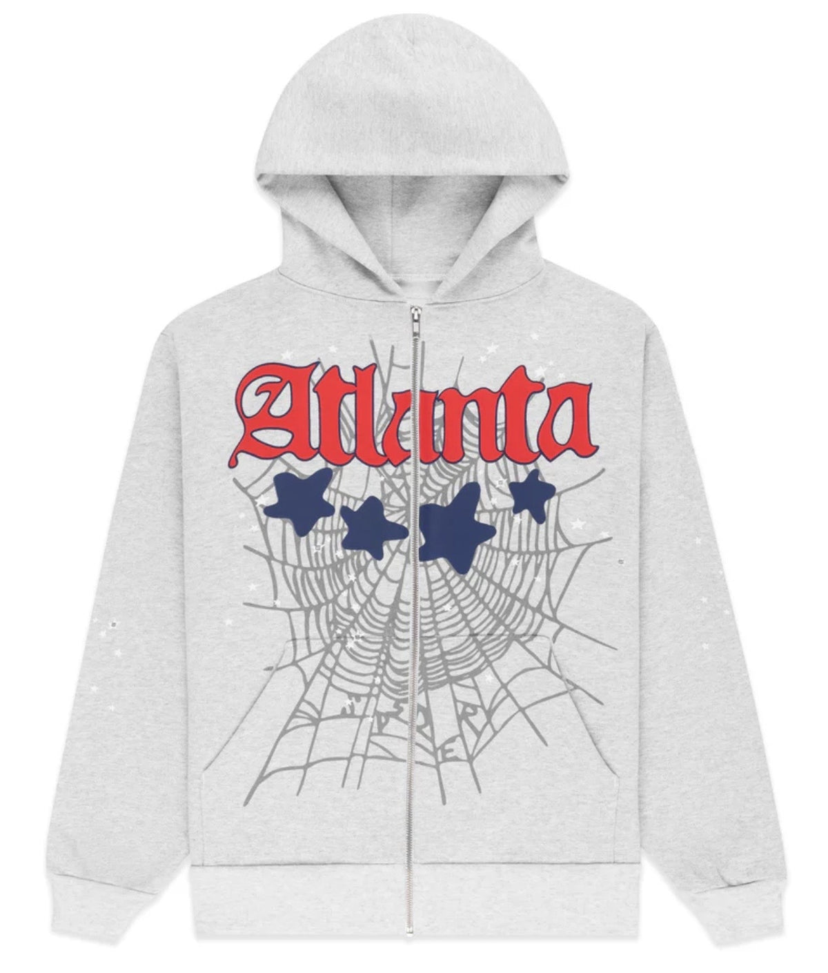Sp5der Grey Atlanta Zip Up Hoodie