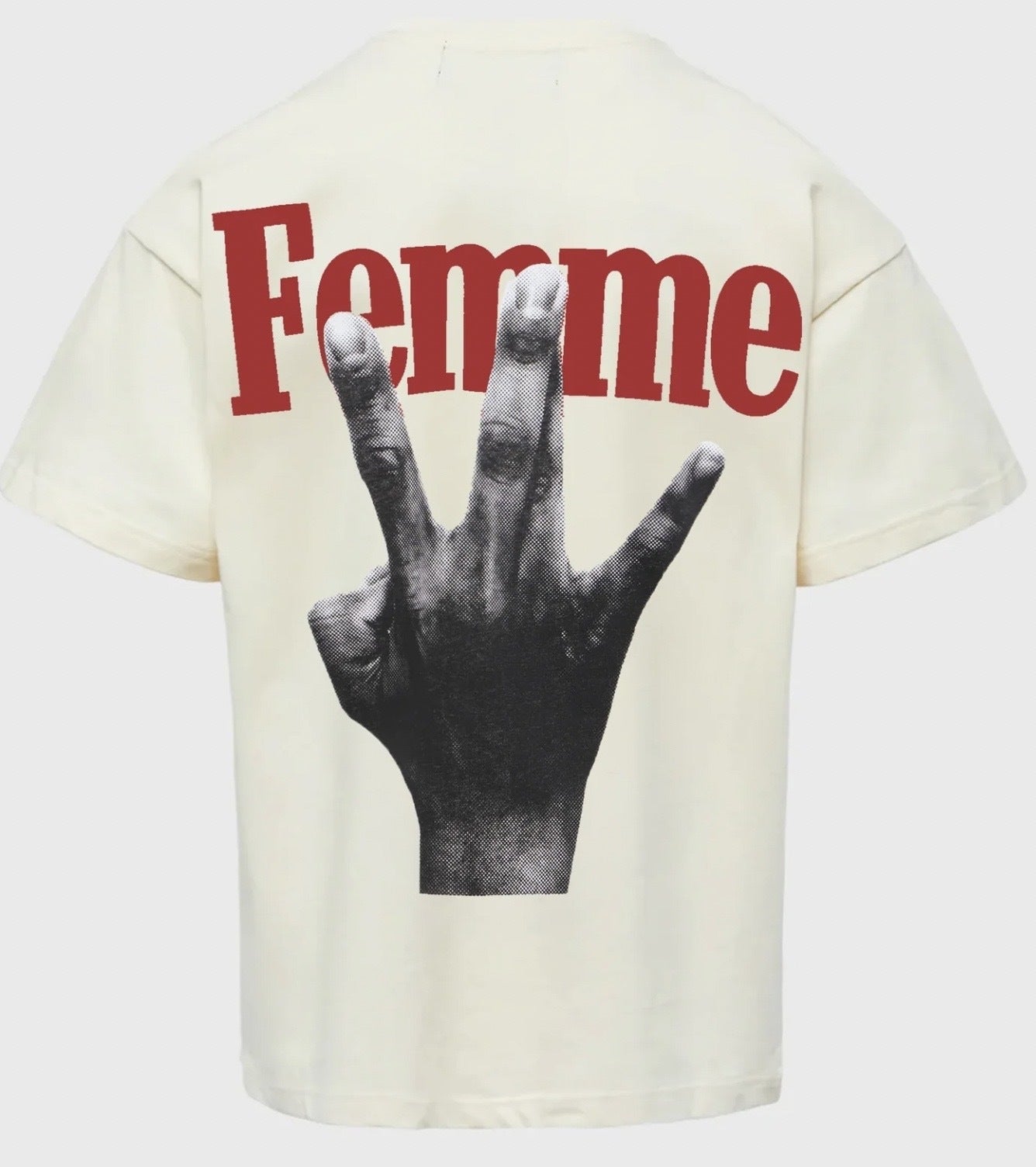 Homme Femme Twisted Fingers Tee Cream with Red