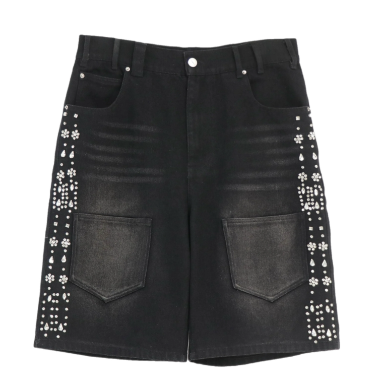 Lytics Black Crystal Denim Shorts