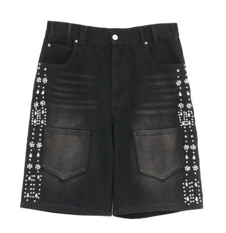 Lytics Black Crystal Denim Shorts