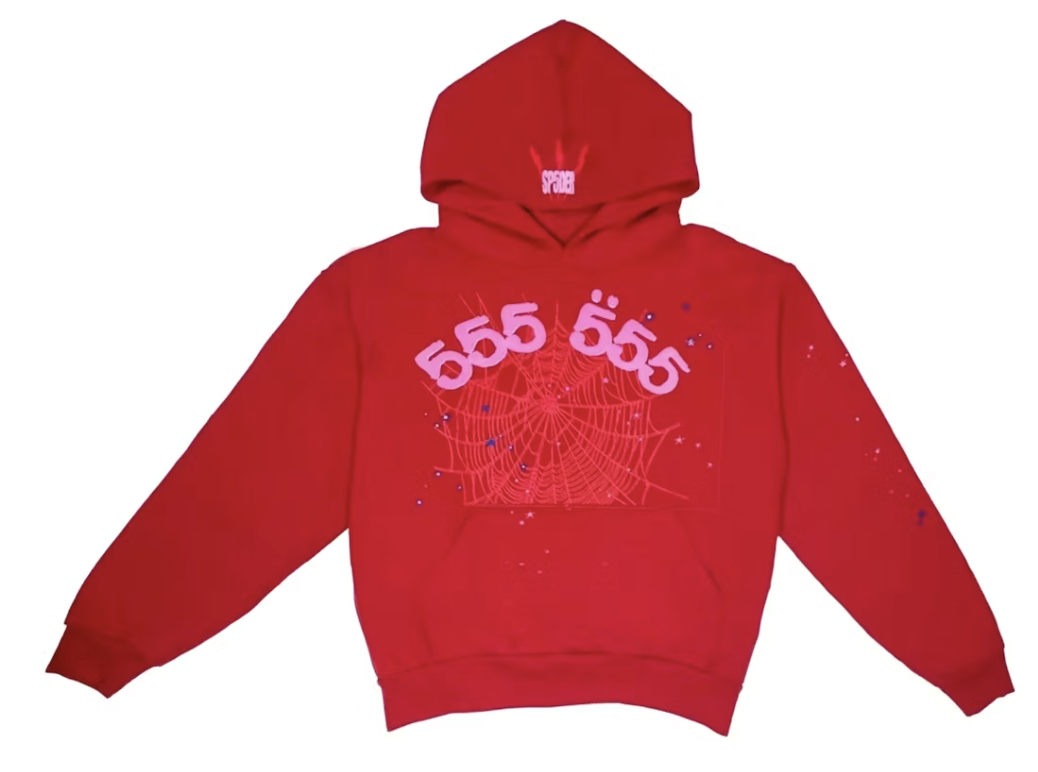 Sp5der Worldwide Red Angel Number 555 Hoodie Red