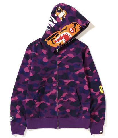 BAPE Color Camo Tiger Full Zip Hoodie FW18 Purple Pre-Owned