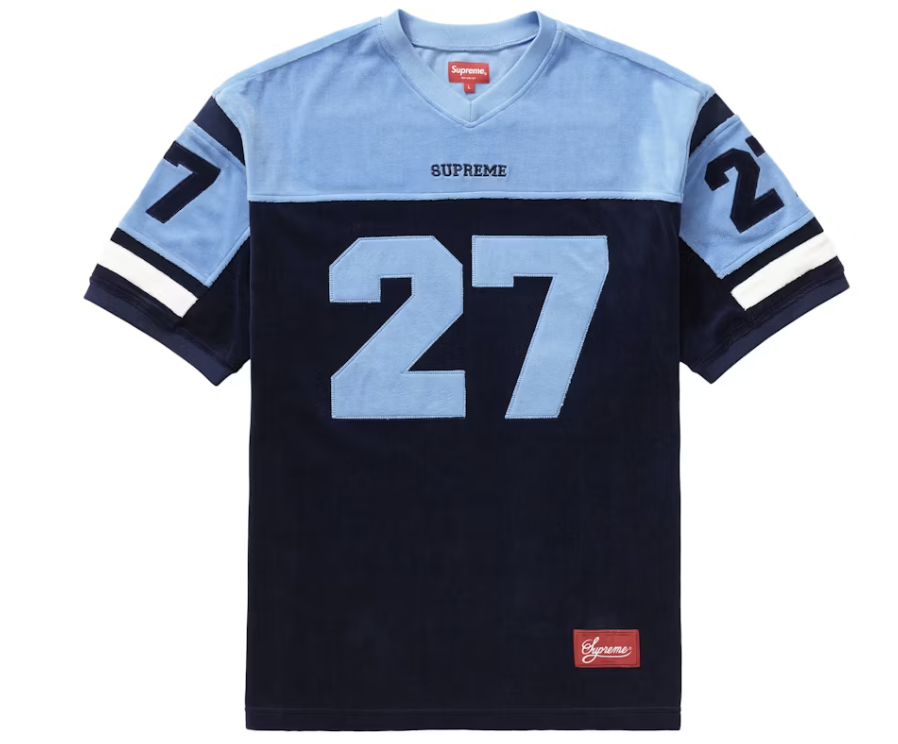 Supreme Velour Football Jersey Navy