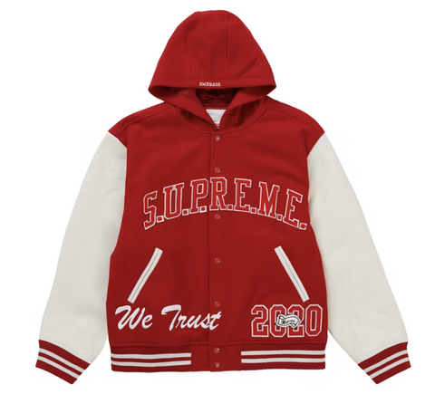 Supreme King Hooded Varsity Jacket Red Pre-Owned