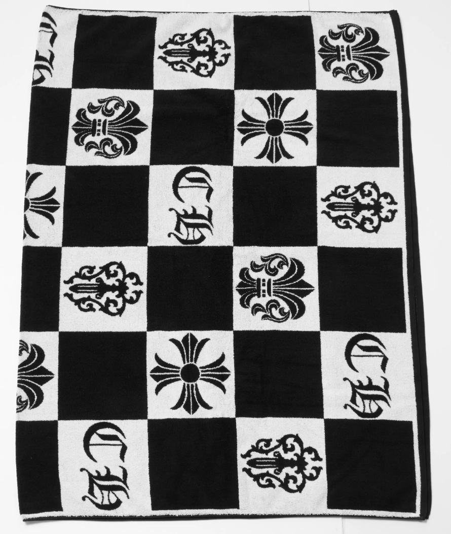 Chrome Hearts BIG Beach Towel Embroidered Black/White