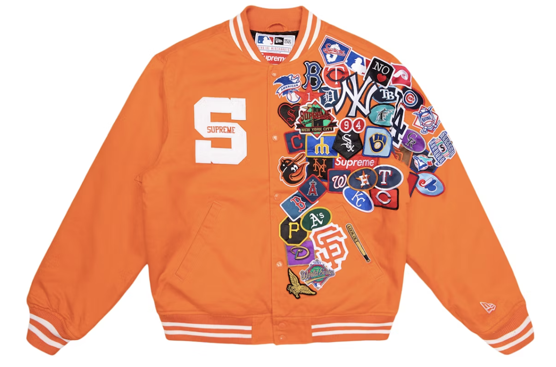 Supreme New Era MLB Varsity Jacket Orange Pre-Owned