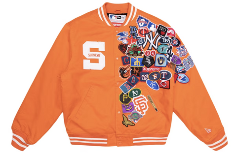 Supreme New Era MLB Varsity Jacket Orange Pre-Owned