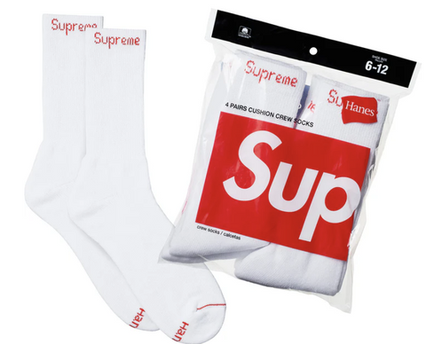 Supreme®/Hanes® White Crew Socks (4 Pack)