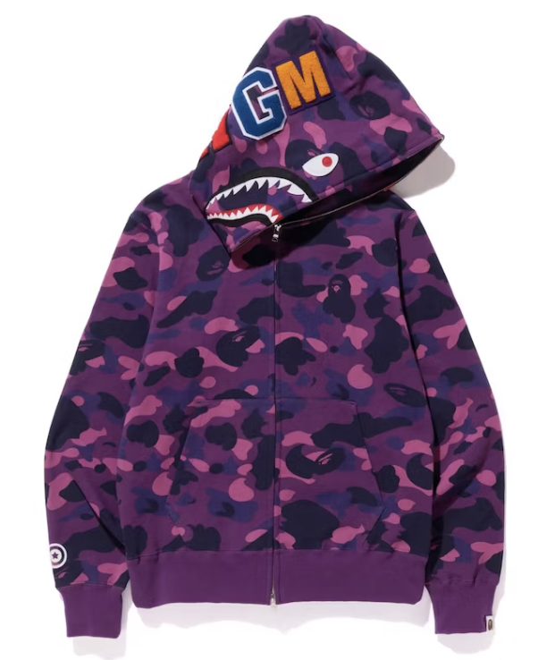 BAPE Color Camo Shark Full Zip Hoodie Purple