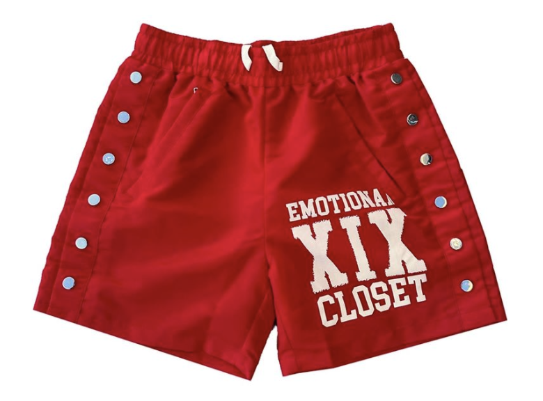 Mixed Emotions Red “Backyard” Nylon Shorts