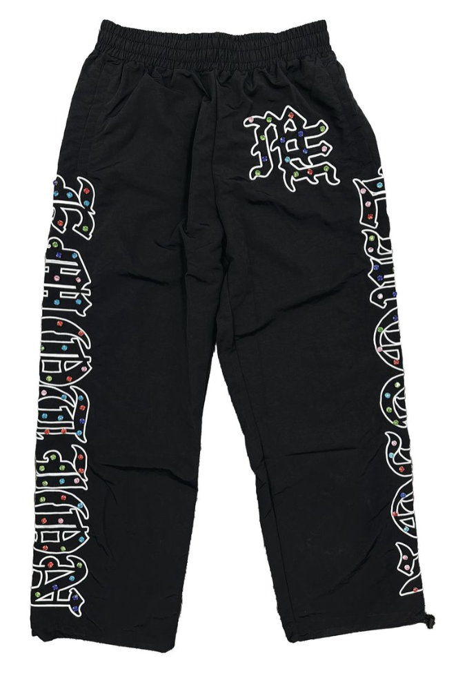 Mixed Emotions 'ME' Rhinestone Nylon Pants