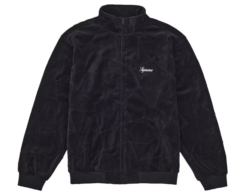 Supreme Patchwork Velour Track Jacket Black