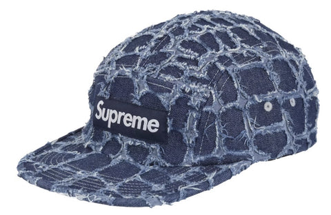 Supreme Frayed Croc Denim Camp Cap Navy