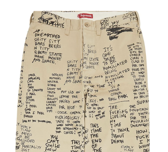 Supreme Gonz Poems Chino Pant  CUT 'Khaki' Pre-Owned