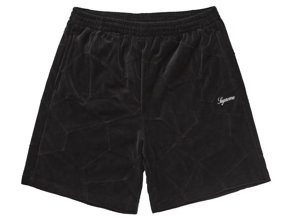 Supreme Patchwork Velour Short Black