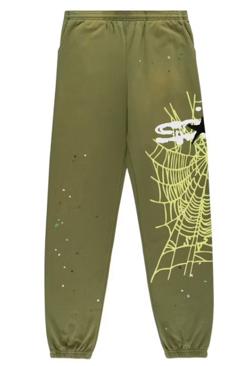 Sp5der Olive Heavy Web Sweatpants