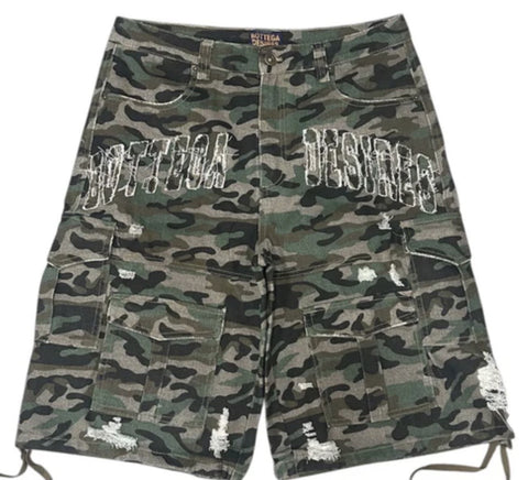Bottega Desires Camo Cargo Shorts