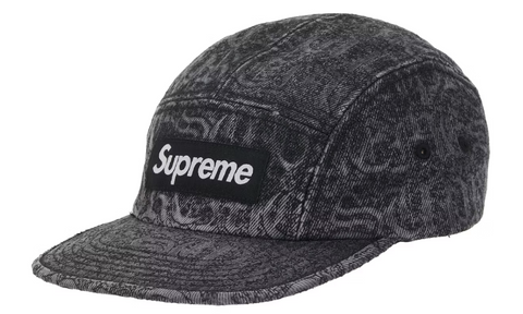 Supreme Stitched Old English Denim Camp Cap Black Denim