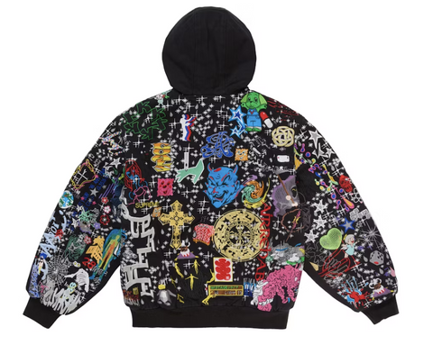 Supreme AOI Embroidered Hooded Work Jacket Black