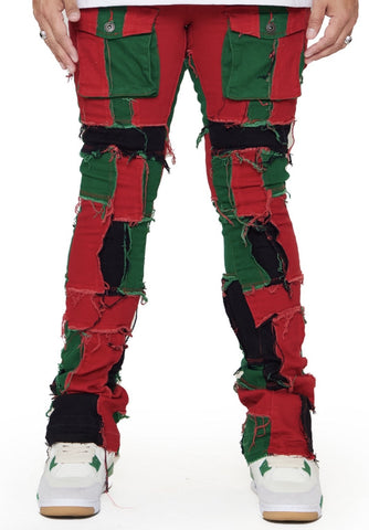 Valabasas "OVATION” RED/GREEN STACKED FLARE JEAN