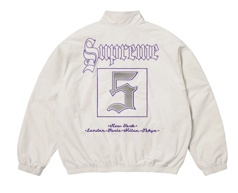 Supreme Old English Track Jacket White/Purple