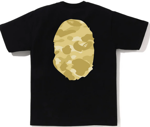 BAPE Color Camo Gold Big Ape Head Black Tee