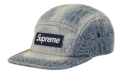 Supreme Stitched Old English Denim Camp Cap Blue Denim