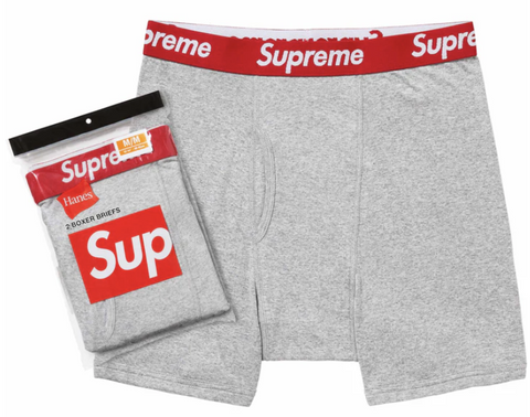 Supreme®/Hanes® Grey Boxer Briefs (2 Pack)