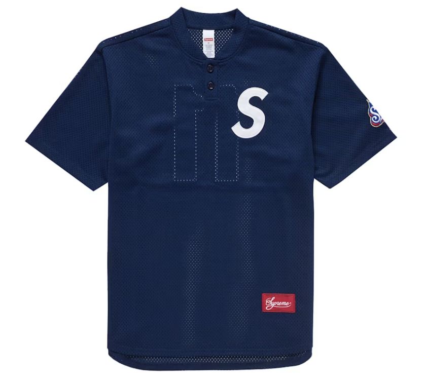 Supreme S Logo Baseball Henley Navy